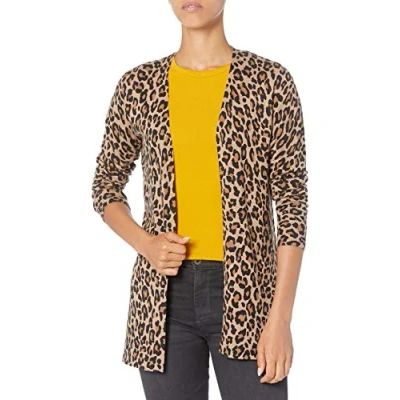 Image de Amazon Essentials Gilet Ouvert sur Le Devant Léger (Grandes Tailles Disponibles) Dames, Fauve Léopard, M