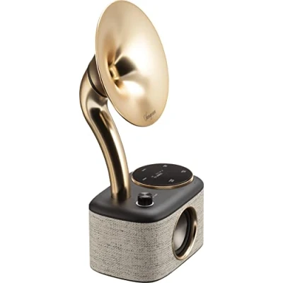 Afbeelding van Sangean CP 100D Gramophone FM/DAB+ retro radio Fabric Black Gold met bluetooth en aux