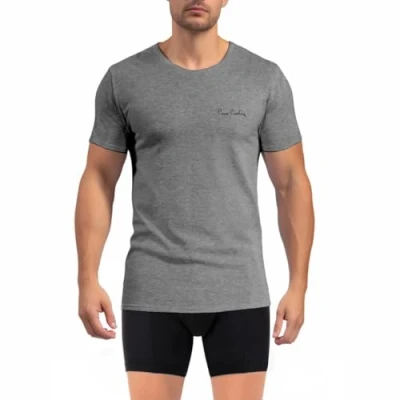 Image de pierre cardin underwear T Shirt Homme Coton, Tee Signature, Col Rond avec Broderie, Gris, XL
