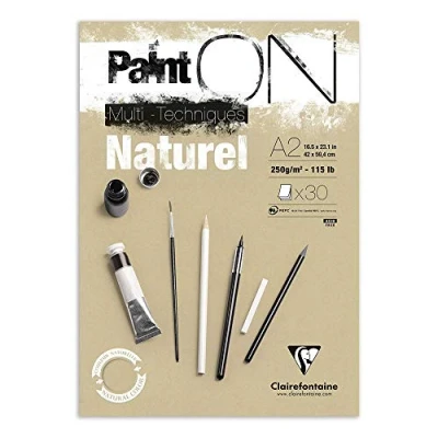 Afbeelding van Clairefontaine Paint ON A2 Schilderblok Naturel papier voor het schilderen en tekenen.