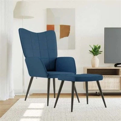 Afbeelding van vidaXL Relaxstoel met voetenbank stof blauw