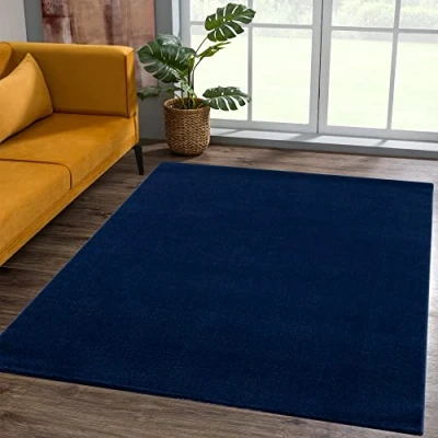 Afbeelding van SANAT Tapijt voor in de woonkamer, tapijt, effen, modern, slaapkamer, kantoor, hal, kinderkamer, keuken, marineblauw, 60 x 110 cm