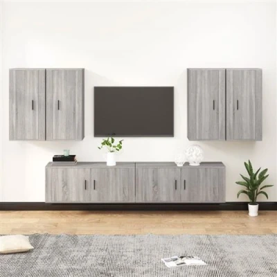 Afbeelding van vidaXL Ensemble de Meubles TV 6 pcs, Armoires Télévision Murales, Télé Salon Salle Séjour Intérieur, Sonoma Gris Bois d&#039;Ingénierie