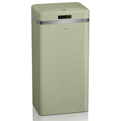 Afbeelding van Swan Retro afvalemmer met automatische openingssensor, metaal, inhoud 45 liter, vintage design, groen
