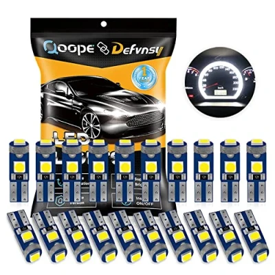 Afbeelding van Defvnsy T5 led lampen, dashboardlamp, wit, 286, W3W, 73, 74, W1.2W, 2721, 2723, 12 V, 3030, 3SMD voor auto interieur, dashboard, automatische instrumentenlamp, 20 stuks