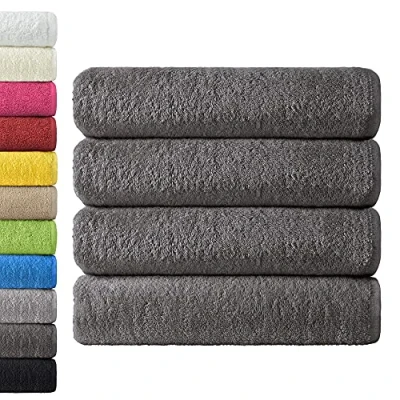 Afbeelding van NatureMark Set van 4 douchehanddoeken, afmetingen 70 x 140 cm, antracietgrijs, 100% katoen