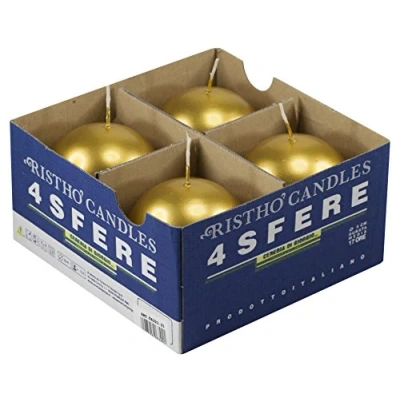 Afbeelding van Cereria di Giorgio Risthò Kaarsen bol, was, goud, 8 x cm, 4 stuks