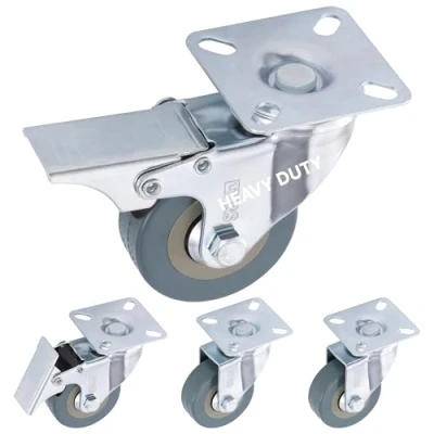 Afbeelding van H&amp;S 4 Castor Wielen Heavy Duty 50mm Swivel Trolley Meubelwiel met Remmen