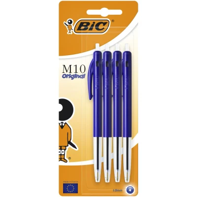 Afbeelding van Balpen Bic M10 medium blauw blister à 4st