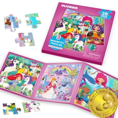 Afbeelding van magnetisch spel vanaf 2 tot 3 jaar 36 delige puzzel bezetting in het vliegtuig van Quokka prinses eenhoorn reisspel voor kinderen 5 leercadeau