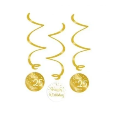 Image de Swirls Cheers à 25 ans Blanc / Or par 3 pièces