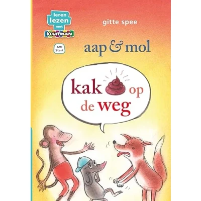 Afbeelding van Leren lezen met Kluitman aap en mol. kak op de weg