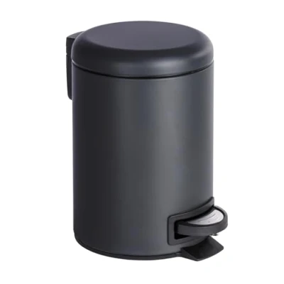 Image de Wenko 22143100 léman poubelle cosmétique à pédale acier inoxydable noir 17 x 25 22,5 cm 3 l