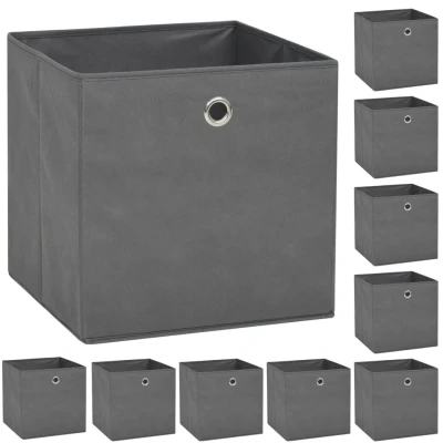 Afbeelding van Opbergboxen 10 st 32x32x32 cm nonwoven stof grijs