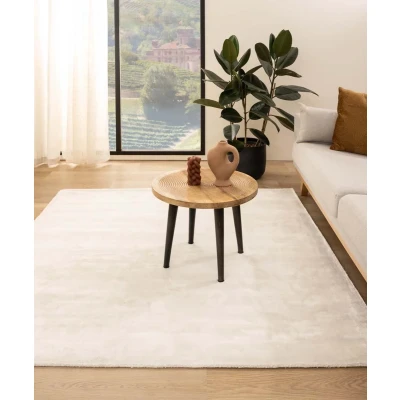 Afbeelding van Viscose Vloerkleed Vierkant Pearl Wit 140x140 Cm