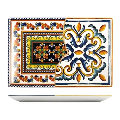 Afbeelding van H&amp;h Rechthoekige schaal positano stoneware 34 x 22 cm