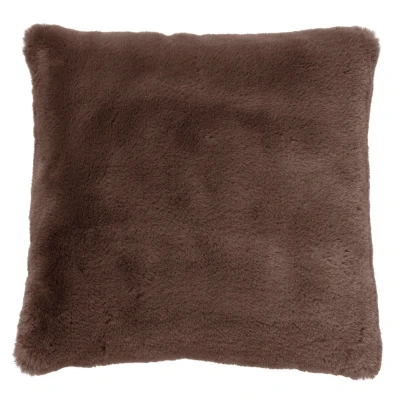 Afbeelding van Dutch Decor ZAYA Sierkussen 60x60 cm bontlook effen kleur Chocolate Martini donkerbruin