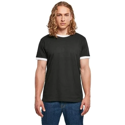 Afbeelding van Herenshirt &#039;Ringer Tee&#039; met gekleurde details Black/White 4XL
