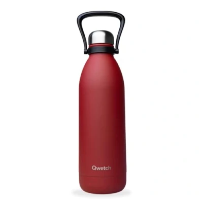 Afbeelding van Qwetch Grote thermosfles Graniet rood 1,5 l 48 uur koud en 16 warm Waterdicht BPA vrij Roestvrijstalen fles met draaggreep Geïsoleerde thermoskan voor picknick, camping, familie