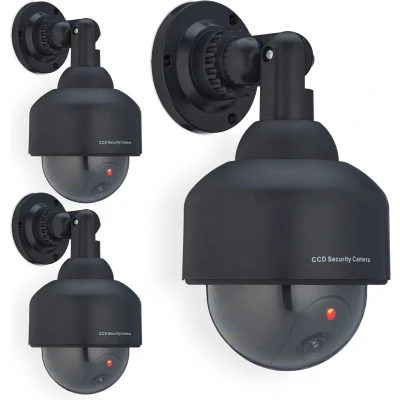 Afbeelding van Relaxdays 3x dummy dome camera met led lampje nep bewakingscamera binnen &amp; buiten