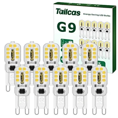 Afbeelding van G9 mini ledlampen, 6000 K, koudwit, 3 W, G9, komt overeen met 30 W halogeenlamp, 300 lumen, flikkert niet (16,5 x 48,5 mm), dimbaar, AC 220 240 V, 10 lampen