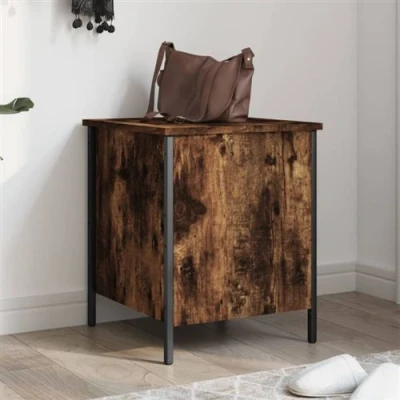 Afbeelding van Opbergbankje 40x42,5x50 cm bewerkt hout gerookt eikenkleurig