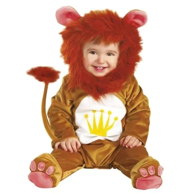 Afbeelding van Oranje leeuwenpak met kroon voor baby&#039;s Verkleedkleding 86/92