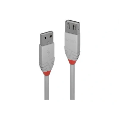 Image de Lindy Anthra Line Rallonge de câble USB (M) pour (F) 2.0 20 cm rond gris
