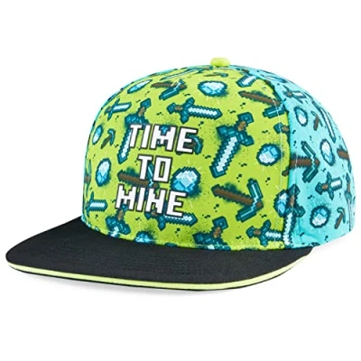 Afbeelding van Minecraft pet voor kinderen, jongens, snapback en zonnebril, accessoires, zonwering, mode, jongeren, gamer, Groen/Blauw