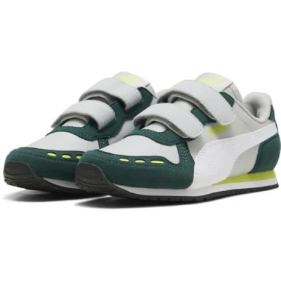 Afbeelding van Puma Cabana Racer 20 Unisex Sneakers laag voor kinderen, Maat: 28, Cool light gray/white/dark myrtle/lime smash Imitatieleer/ textiel