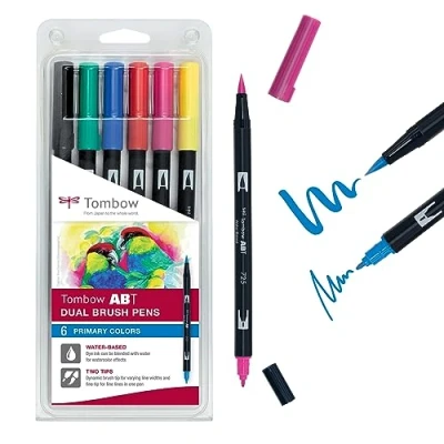 Image de Set de 6 feutres Tombow France &amp; Benelux Abt Dual Primaires