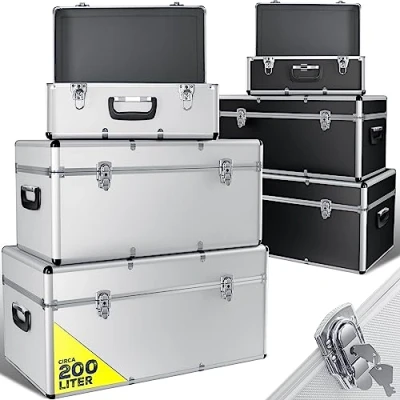 Afbeelding van Masko® Set van 3 aluminium dozen ✓ kist gereedschapskist transportkoffer opbergdoos
