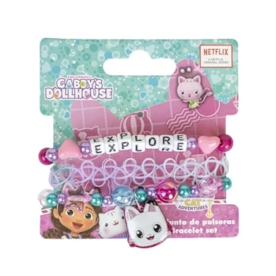 Afbeelding van Gabby&#039;s Dollhouse accessoireset 2 armbanden meerkleurig multicomposition grenen met het gezicht van Panty Patitas origineel product ontworpen in Spanje