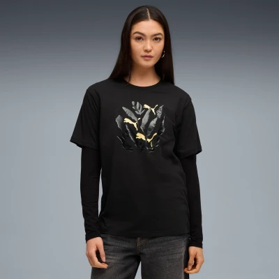 Image de T shirt dÃ©contractÃ© Ã  motif feuilles Femme