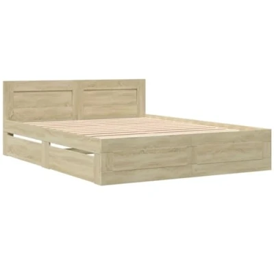 Afbeelding van vidaXL Bedframe met hoofdbord sonoma eikenkleurig 160x200 cm