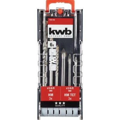 Afbeelding van kwb 109146 Glasboorset 6 delig 5 mm, 8 mm Snelspanboorhouder, Tandkransboorhouder stuk(s)