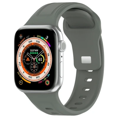 Afbeelding van By Qubix Square siliconen band Grijsgroen Geschikt voor Apple Watch 44mm 45mm 46mm 49mm (Ultra 1&amp;2)