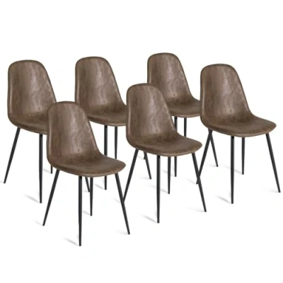 Image de Lot de 6 chaises vintage DALI marron pour salle à manger