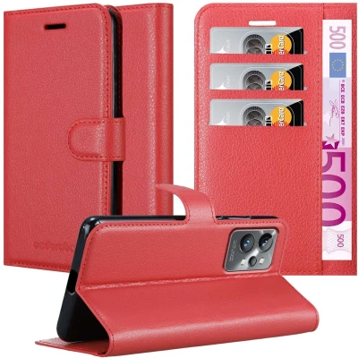 Afbeelding van Cadorabo Hoesje geschikt voor Realme GT 2 PRO in KARMIJN ROOD Beschermhoes met magnetische sluiting, standfunctie en kaartvakje Book Case Cover Etui