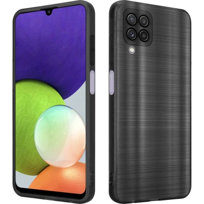 Afbeelding van Cadorabo Hoesje geschikt voor Samsung Galaxy A22 4G in Brushed Zwart Beschermhoes Case Cover van flexibel TPU silicone design