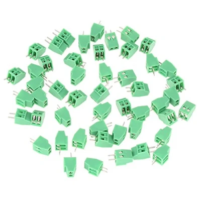 Afbeelding van 50 stuks schroefklemmenblokken connector soldeerklemmenblok PCB printplaat 2 polig 2,54 mm pitch groen