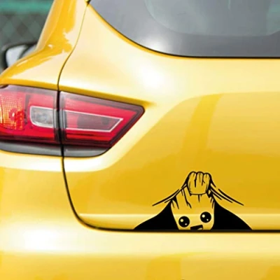 Afbeelding van MTE Baby Groot Peeking Autosticker Vinyl Sticker Zwart