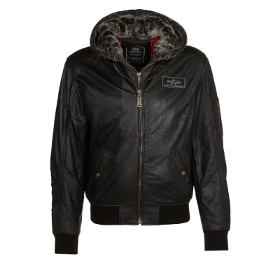 Afbeelding van Alpha Industries MA1 DTEC Leather Leren jas, Heren, Maat: Medium, Black