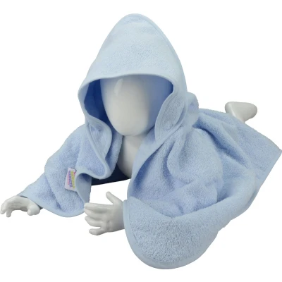 Afbeelding van ARTG® Babiezz Babycape Baby Badcape XL Kraamkado 100 x cm Volledig Licht Blauw Lichtblauwe Cape LIGHT BLUE