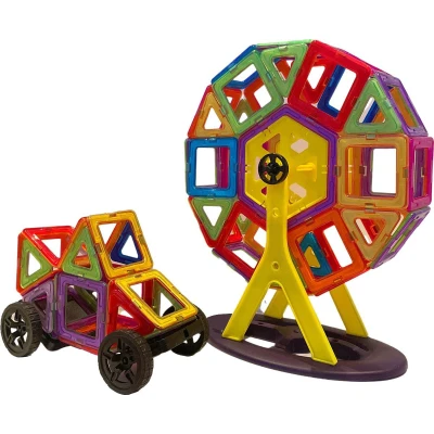 Afbeelding van Magnetic Tiles 3D Educatief magnetisch speelgoed 136 delig fantasie motorische ontwikkeling