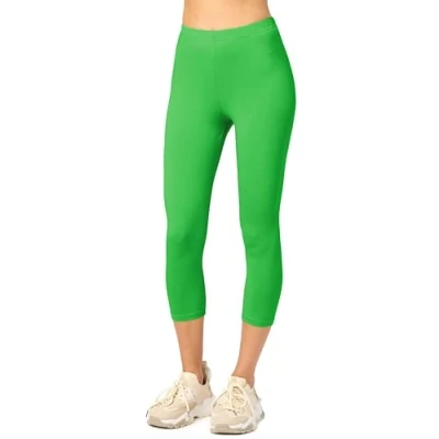 Afbeelding van Merry Style MS MS10 199 LE Dames Capri Leggings Sport Vrijetijdsbroek 3/4 Lengte Katoen Sporbroek Yogabroek Groen L