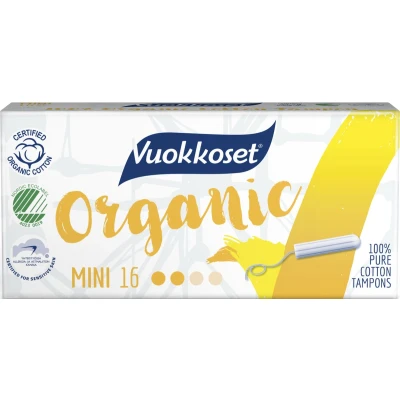 Afbeelding van Vuokkoset Organisch Katoen Mini Tampons Gevoelige Huid Nordic Swan Eco Label Astma and Allergy Finland