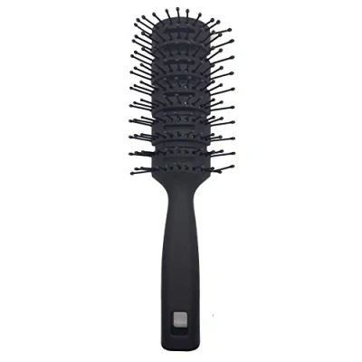 Afbeelding van Flair Vent Haarborstel voor dames en heren, droog stylingborstel zwart met zachte handgreep
