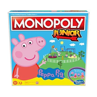 Afbeelding van Monopoly Junior: Peppa Pig Edition gezelschapspel voor 2 4 spelers, indoor game kinderen leeftijden 5 en up