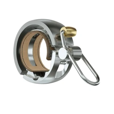 Afbeelding van Knog Fietsbel Oi Luxe 1,5 Cm Aluminium/leer Zilver Maat S